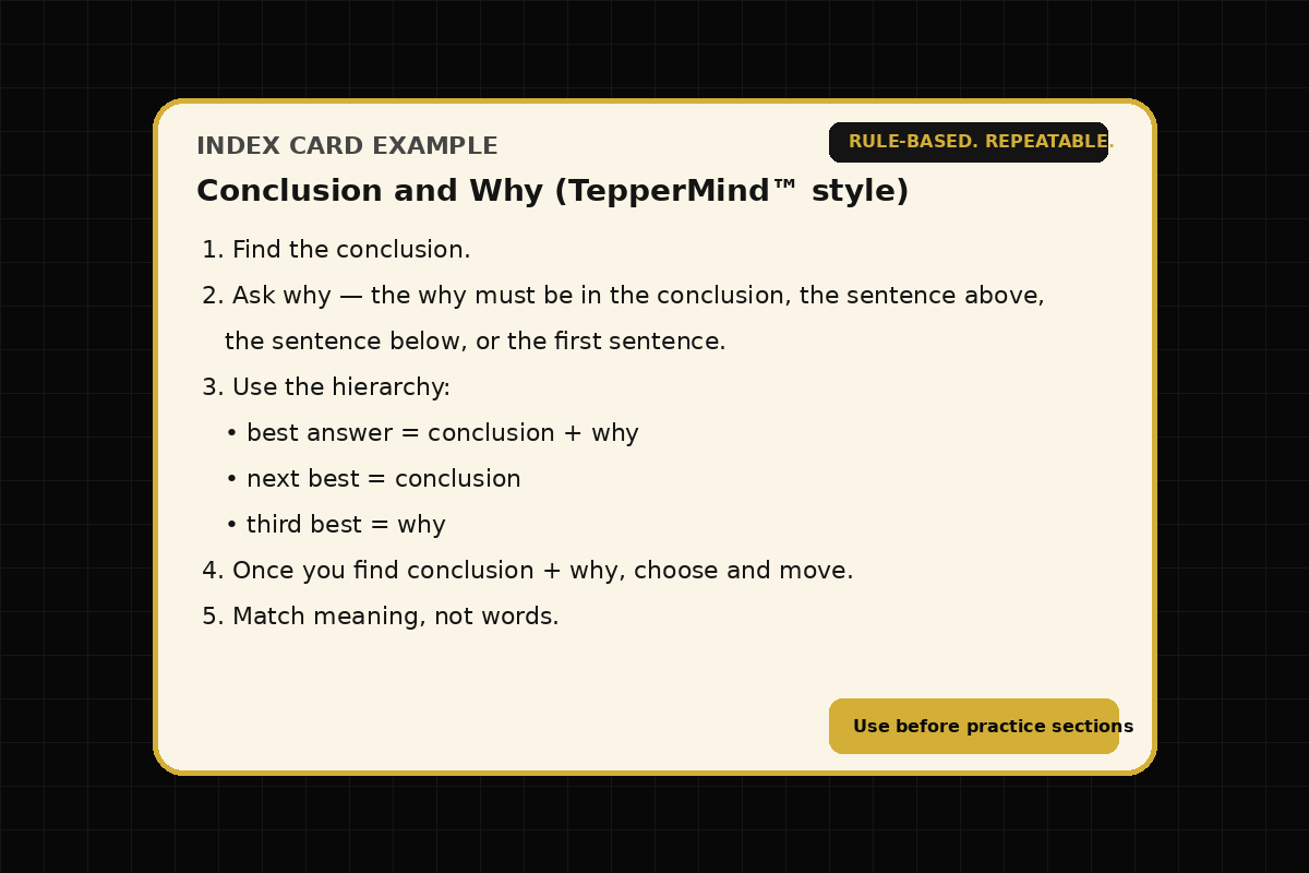 TepperMind rule card example